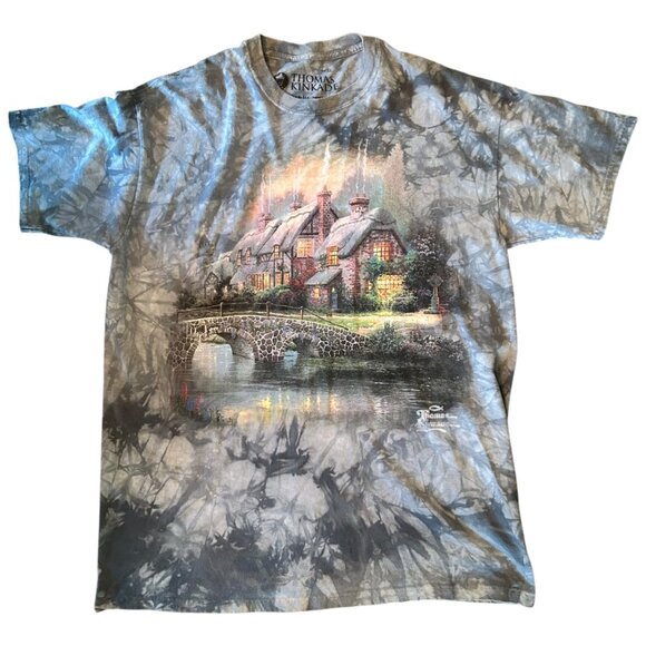 The Mountain Thomas Kinkade Tie Dye Cozy Cottage Graphic Tee XL USA - Picture 1 of 5